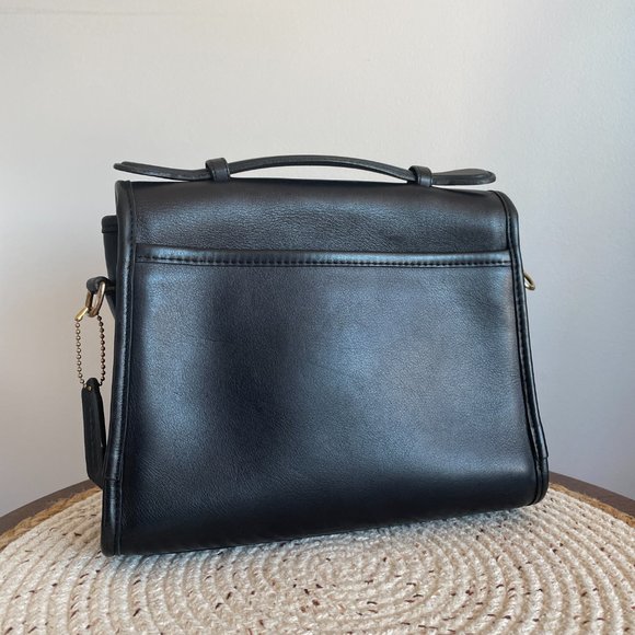 SOLD Vintage Coach Black Court Bag 9870, Coach Top Handle Bag, Coach Crossbody - Picture 9 of 14